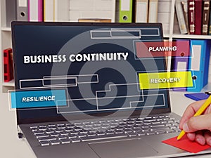 Business concept about  business continuity planning recovery resilience with phrase on the page