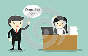Business concept, Business woman stressed about deadline.