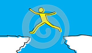 Business concept of businessman Jumping over the abyss