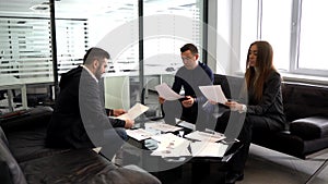 Business concept, businesspeople and businesswomen working and meeting with a diagram in the office on their desktop