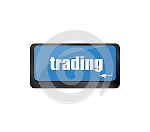 Business concept. Button on Modern Computer Keyboard with Word trading