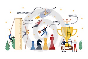 Business Concept of Career, Startup, Growth, Promotion, Development.