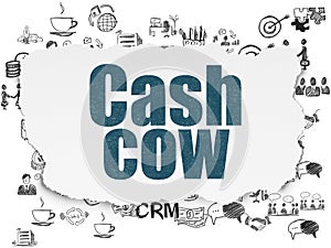 Business concept: Cash Cow on Torn Paper background