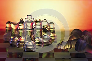 Business concept - chess pieces - team, company, strategy, win, checkmate, success macro