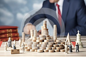 Business concept with coins and chess pieces