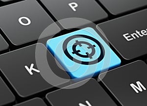 Business concept: Target on computer keyboard background