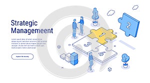 Business concept. Connecting jigsaw puzzle as metaphor of goals, achievements, success, challenge. Problem solving