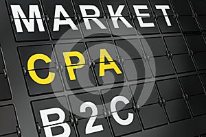 Business concept: CPA on airport board background