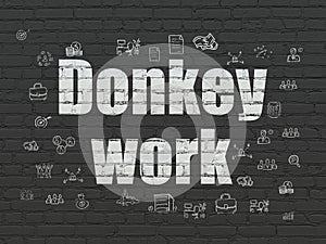 Business concept: Donkey Work on wall background