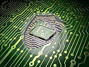 Business concept: Folder With Shield on circuit