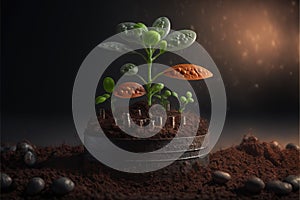 Business concept by growing plants on coin isolated landscape background.