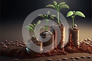 Business concept by growing plants on coin isolated landscape background.