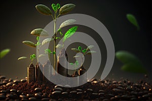 Business concept by growing plants on coin isolated landscape background.