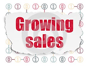 Business concept: Growing Sales on Torn Paper background