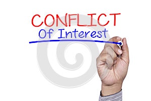 Business concept handwriting marker and write Conflict of Interest