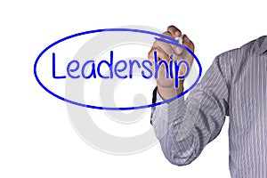 Business concept handwriting marker and write Leadership