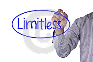 Business concept handwriting marker and write Limitless Preparate photo