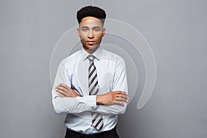 Business Concept - Happy professional african american businessman confident arms crossed.