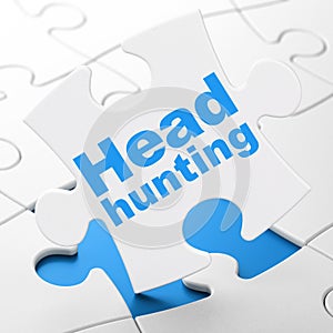 Business concept: Head Hunting on puzzle
