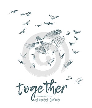 Business concept hold hands spirit together vector