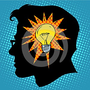 Business concept idea light bulb head