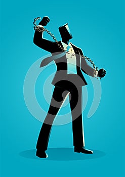 Illustration of a businessman breaking chains