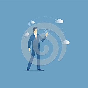 Business concept illustration of businessman manages busi