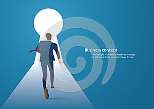 Business concept illustration of a businessman running into keyhole vector