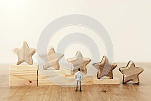 Business concept image of setting a five star goal. increase rating or ranking, evaluation and classification idea