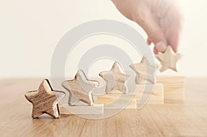 Business concept image of setting a five star goal. increase rating or ranking, evaluation and classification idea