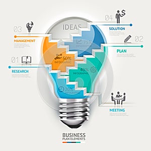 Business concept infographic template. Lightbulb s