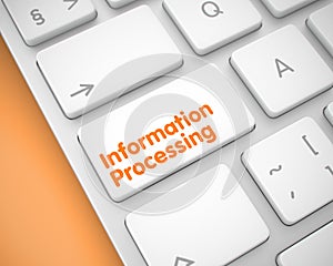Information Processing - Text on the White Keyboard Key. 3D.