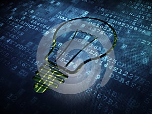 Business concept: Light Bulb on digital screen background