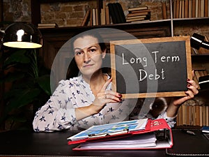 Business concept about Long Term Debt with inscription on black chalkboard