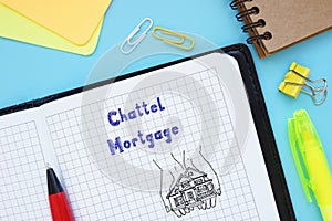 Business concept meaning Chattel Mortgage with phrase on the piece of paper