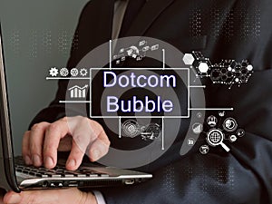 Business concept meaning Dotcom Bubble with sign on the page