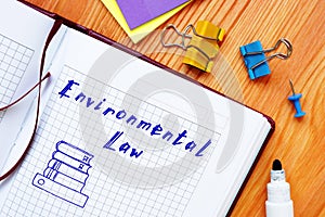 Business concept meaning Environmental Law with phrase on the sheet