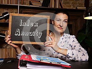 Business concept meaning Index Annuity with sign on chalkboard