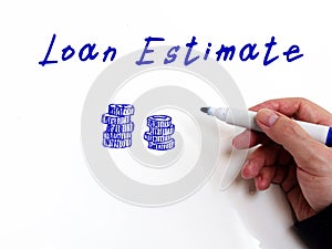 Business concept meaning Loan Estimate with sign on the sheet