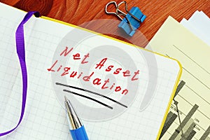 Business concept meaning Net Asset Liquidation  with sign on the piece of paper