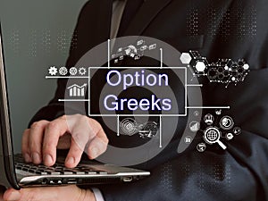 Business concept meaning Option Greeks with inscription on the sheet