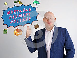 Business concept about MORTGAGE PAYMENT HOLIDAY with inscription on the wall