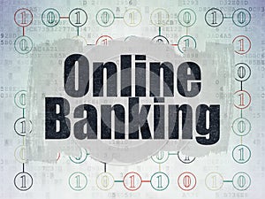 Business concept: Online Banking on Digital Data Paper background