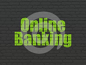 Business concept: online banking on wall background