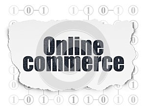 Business concept: Online Commerce on Torn Paper background