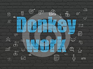 Business concept: Donkey Work on wall background