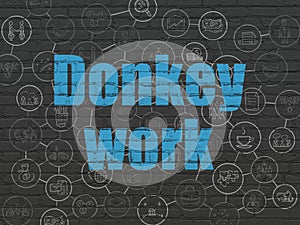 Business concept: Donkey Work on wall background