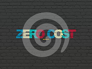 Business concept: Zero cost on wall background