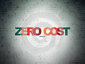 Business concept: Zero cost on Digital Data Paper background