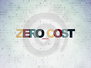 Business concept: Zero cost on Digital Data Paper background